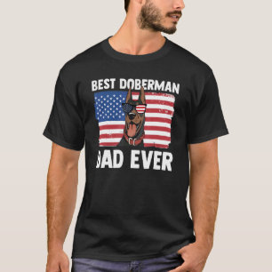 Camiseta Bandeira Americana Melhor Pai Doberman Pinscher Já