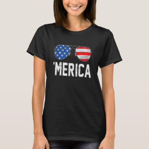Camiseta Bandeira Americana Meninas Merica 4 De Julho Óculo