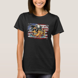 Camiseta Bandeira Americana Meninos Pescador Engraçado Pesc