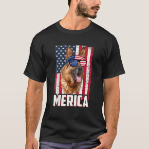 Camiseta Bandeira Americana Merica Pastor Alemão 4 De Julho