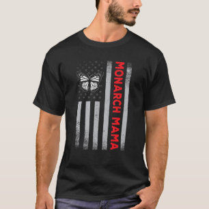 Camiseta Bandeira Americana Monarca Borboleta Mãe Borbolet
