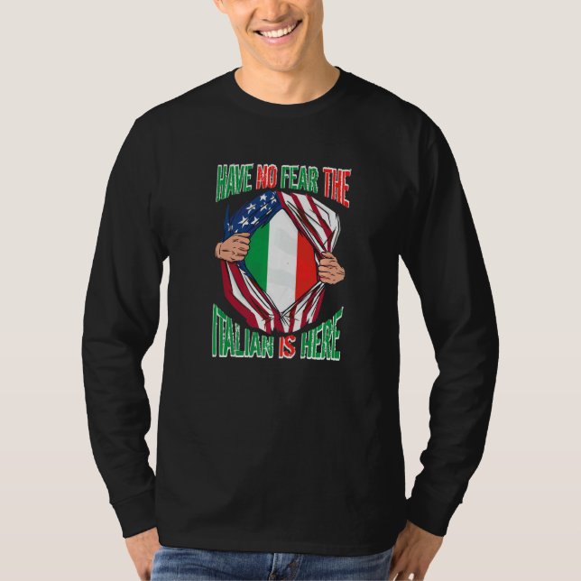 Camiseta Bandeira Americana Não Tem Medo De O Italiano Esta (Frente)