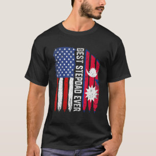 Camiseta Bandeira Americana Nepal Melhor Stepdad Patriota d