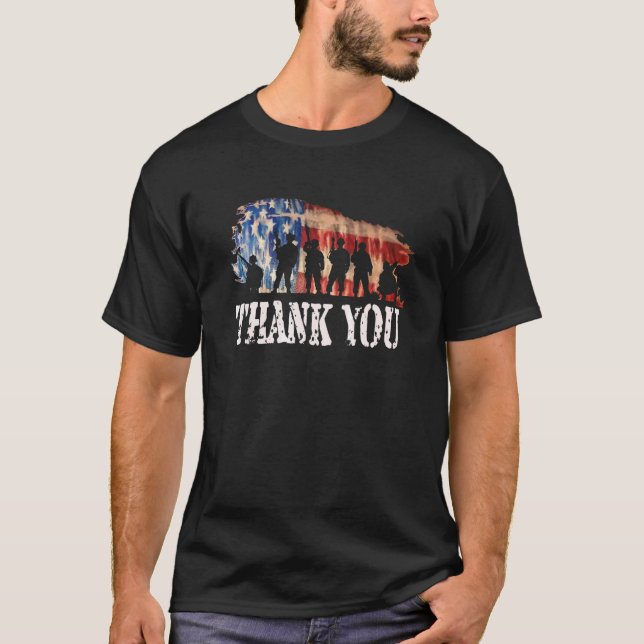 Camiseta Bandeira Americana Obrigado Veteranos Orgulhosos V (Frente)