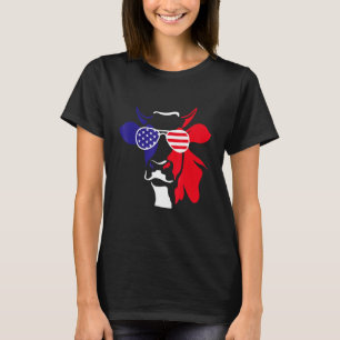 Camiseta Bandeira Americana Óculos de Sol Vaca Fazendeiro F