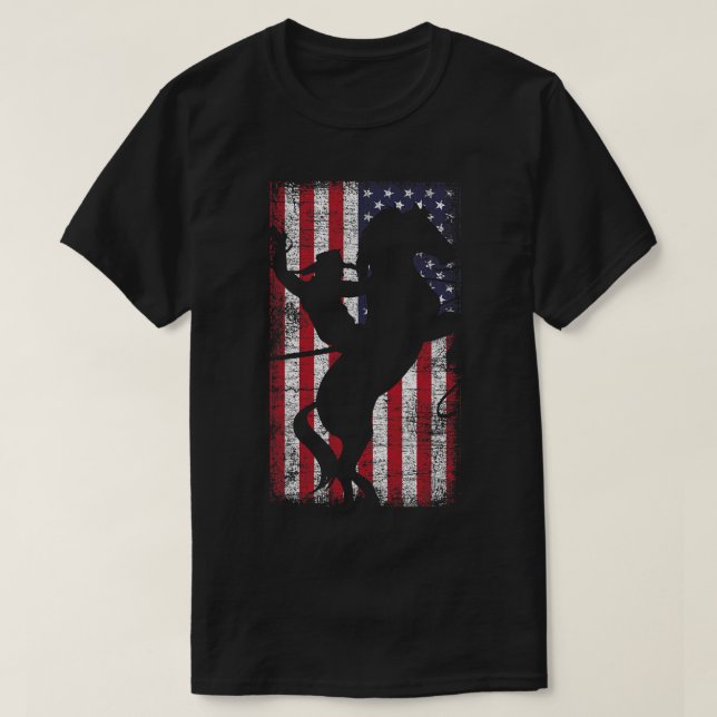 Camiseta Bandeira Americana Orgulho Texas Equestre 4º De Ju (Frente do Design)