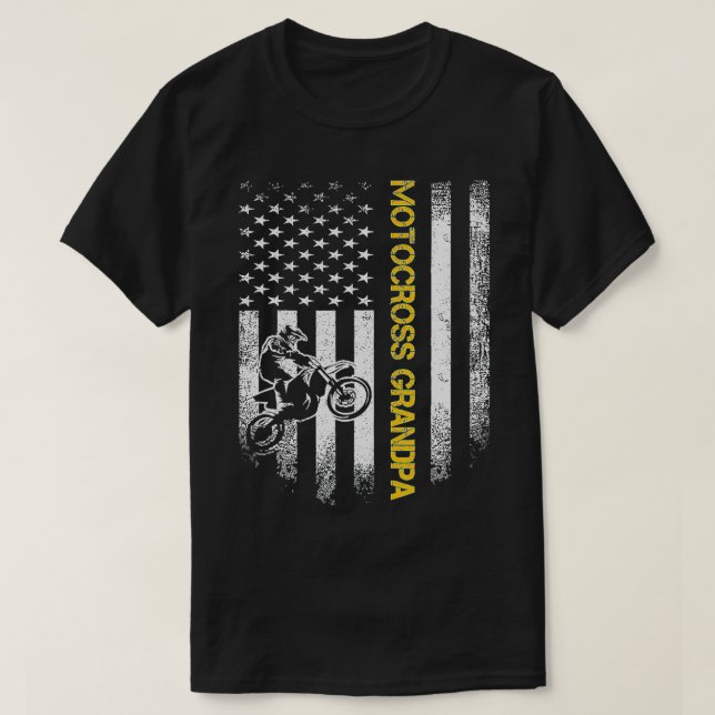 Camiseta Bandeira Americana Orud Motocross Dirt Bike Avô Si (Frente do Design)