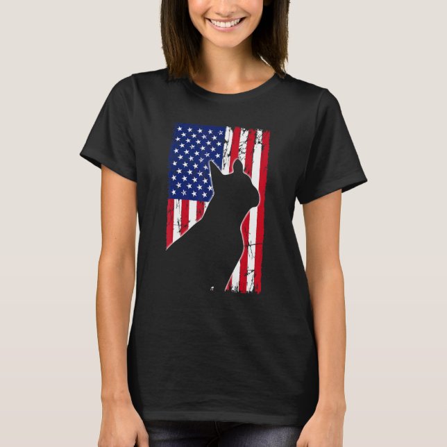 Camiseta Bandeira Americana Pai Cachorro Francês Mãe Puppy  (Frente)