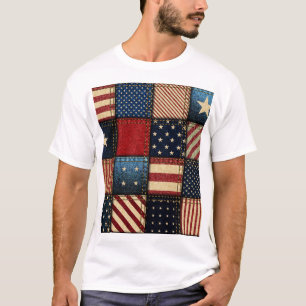 Camiseta Bandeira Americana, Patchwork Perfeitamente Padrão