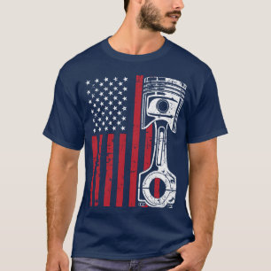 Camiseta Bandeira Americana Patriota Carro Musculoso a Pist