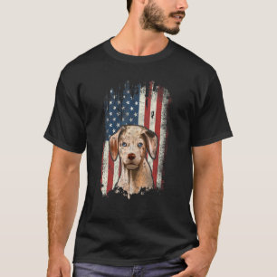 Camiseta Bandeira Americana Patriota Catahoula Leopard Angu