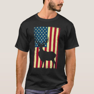 Camiseta Bandeira Americana Patriota Vintage Veado Cervo Ca