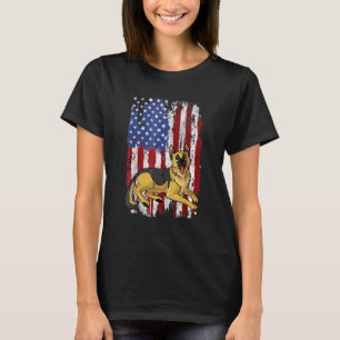 Camiseta Bandeira Americana Patriótica 4º De German shepher
