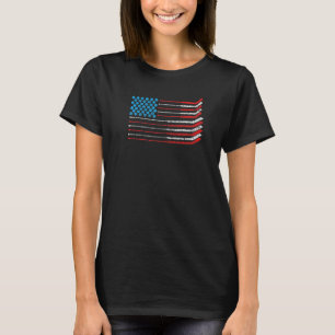 Camiseta Bandeira Americana Patriótica 4 de julho Hockey T 