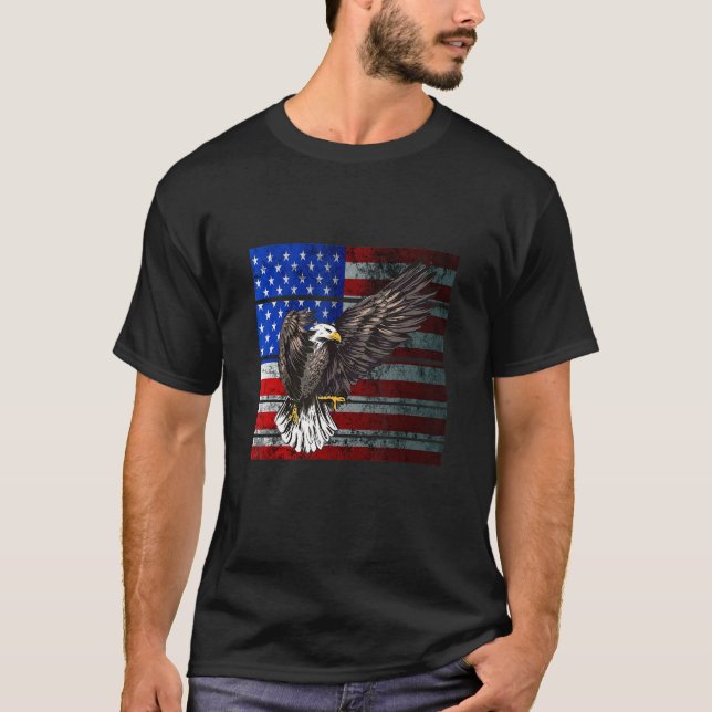 Camiseta Bandeira Americana Patriótica Americana em 4 de ju (Frente)