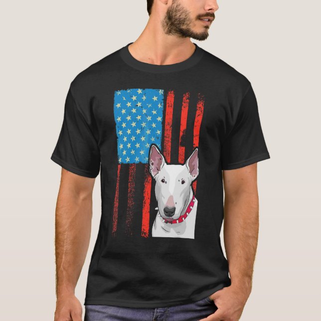 Camiseta Bandeira Americana Patriótica Bull Terrier (Frente)