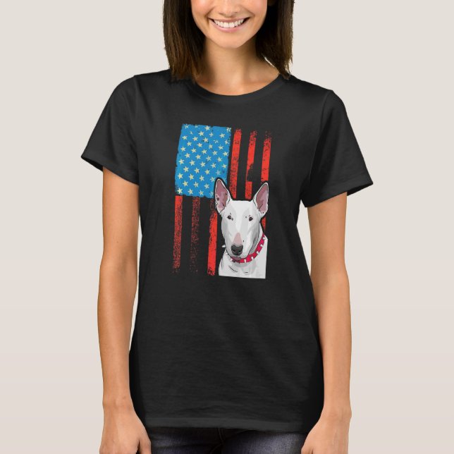 Camiseta Bandeira Americana Patriótica Bull Terrier (Frente)