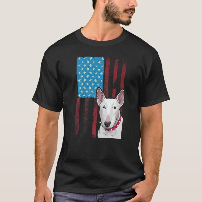Camiseta Bandeira Americana Patriótica Bull Terrier (Frente)
