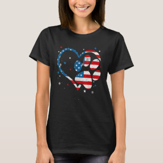Camiseta Bandeira Americana Patriótica Cão & Gato Impressão
