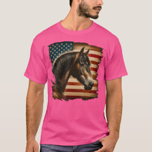 Camiseta Bandeira Americana Patriótica Cavalo Cavalgada Oes