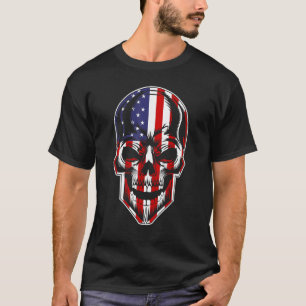 Camiseta Bandeira Americana Patriótica com Pacote de Crânio