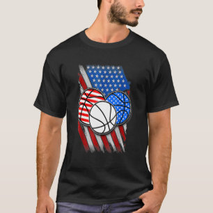 Camiseta Bandeira Americana Patriótica De Basquete 4 De Jul