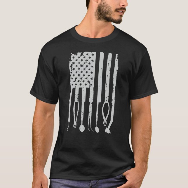 Camiseta Bandeira americana patriótica de higienista dental (Frente)