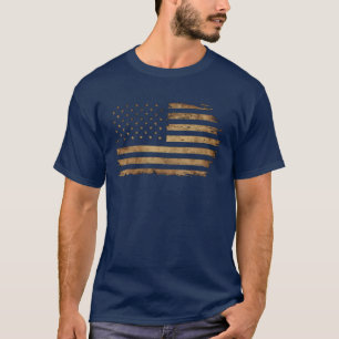 Camiseta Bandeira Americana Patriótica Desgastada pelo Temp