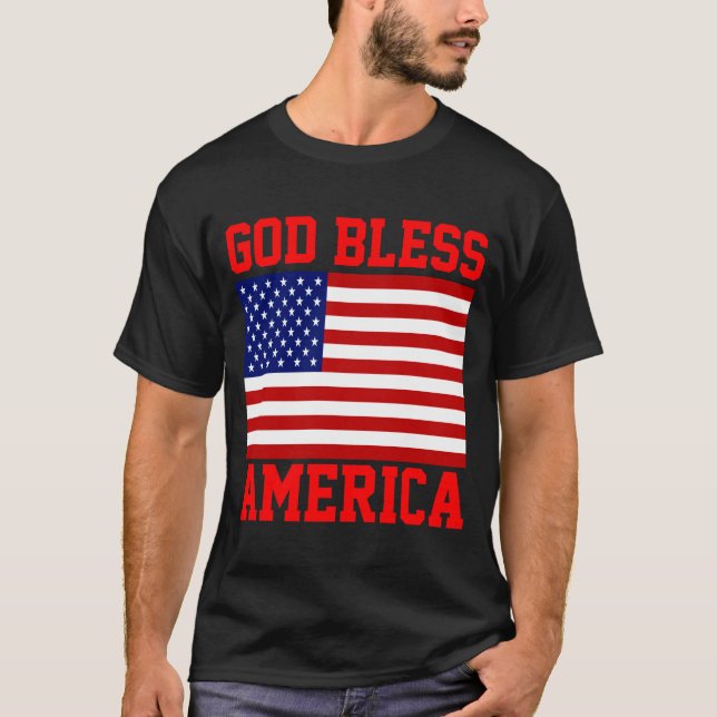 Camiseta Bandeira Americana Patriótica Deus Abençoe a Améri (Frente)