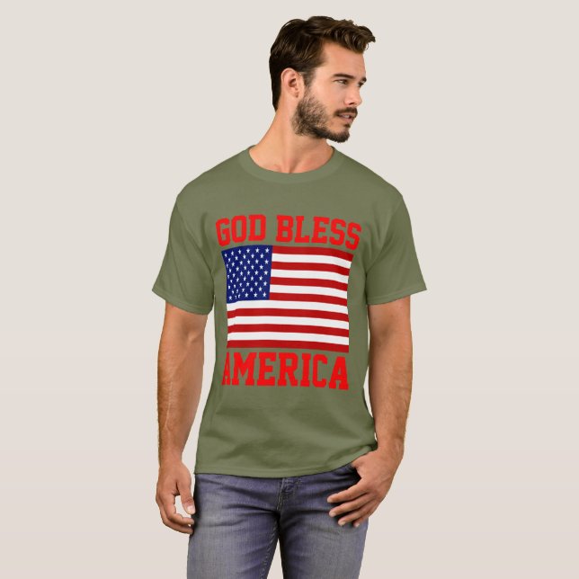 Camiseta Bandeira Americana Patriótica Deus Abençoe a Améri (Frente Completa)