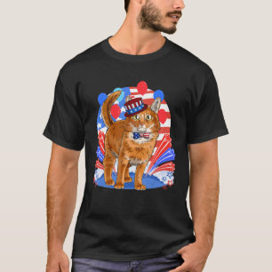 Camiseta Bandeira Americana Patriótica do Gato Somali em 4
