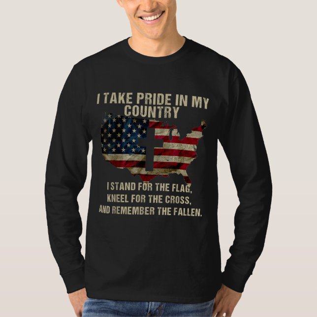 Camiseta Bandeira Americana Patriótica do Orgulho Americano (Frente)