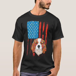 Camiseta Bandeira Americana Patriótica Dog Cavallier