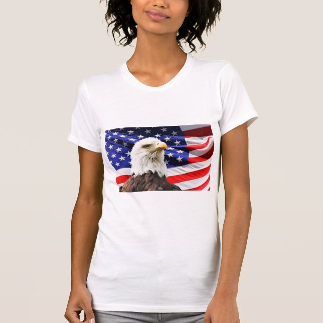 Camiseta Bandeira Americana Patriótica e Águia Americana (Frente)