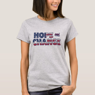 Camiseta Bandeira Americana Patriótica Esperança e Mudança 