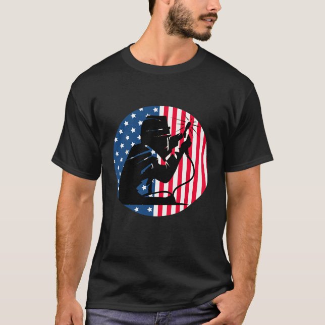 Camiseta Bandeira Americana Patriótica Eua Welder Prid Weld (Frente)