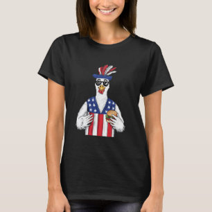 Camiseta Bandeira Americana Patriótica Frango EUA Fazendeir