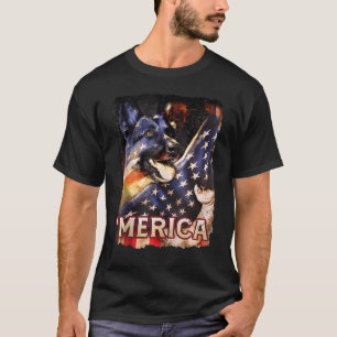 Camiseta Bandeira Americana Patriótica German shepherd 4º D