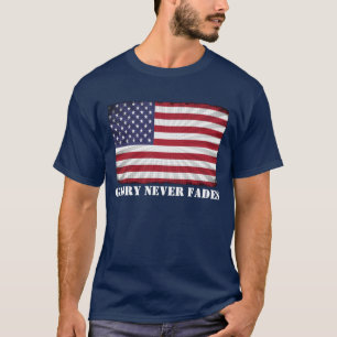 Camiseta Bandeira Americana Patriótica Glória nunca desapar