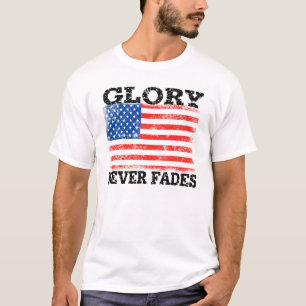 Camiseta Bandeira Americana Patriótica Glória Nunca Desvane