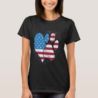 Camiseta Bandeira Americana Patriótica Impressão de Pata de