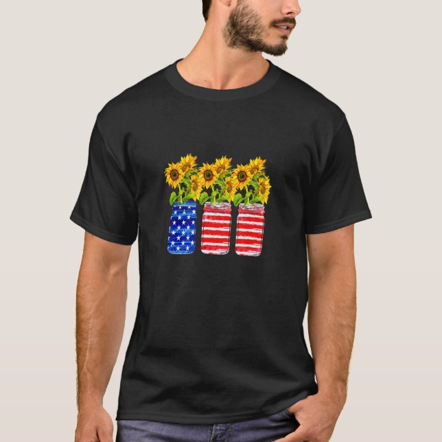 Camiseta Bandeira Americana Patriótica Mason Jars com Giras (Frente)