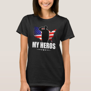 Camiseta Bandeira Americana Patriótica Obrigado Meus Heróis