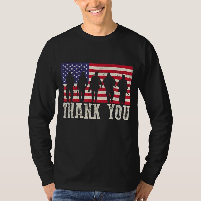 Camiseta Bandeira Americana Patriótica Obrigado Por Homens  (Frente)