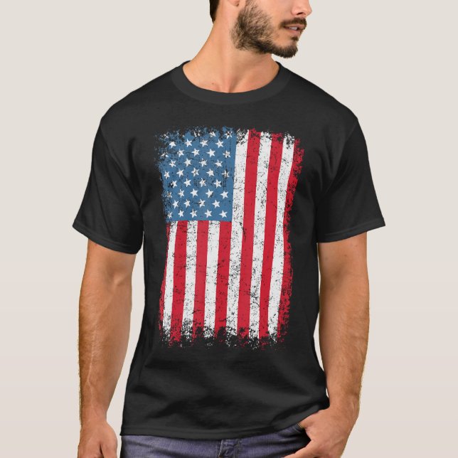 Camiseta Bandeira Americana Patriótica Para Homens Meninos  (Frente)