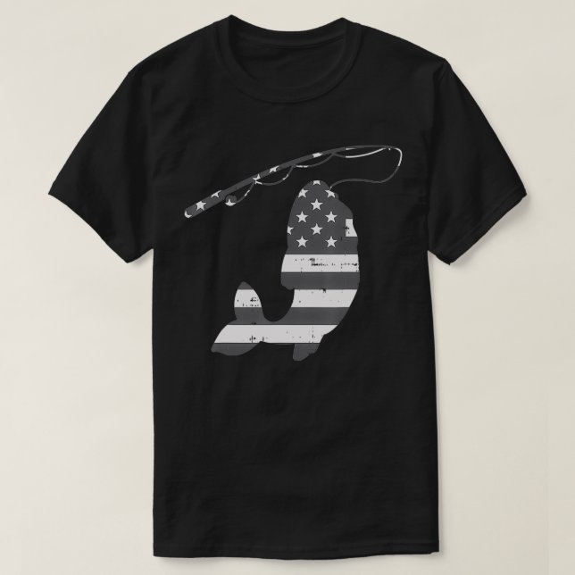 Camiseta Bandeira Americana Peixe Silhouette Vintage (Frente do Design)