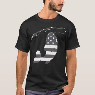 Camiseta Bandeira Americana Peixe Silhouette Vintage