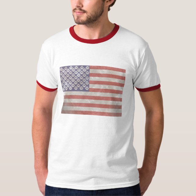 Camiseta Bandeira americana peludo (Frente)