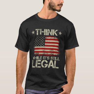 Camiseta Bandeira Americana Pense Enquanto Ainda É Legal De