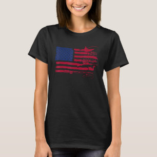 Camiseta Bandeira Americana Pesca e Caça Homens Pai Dia dos